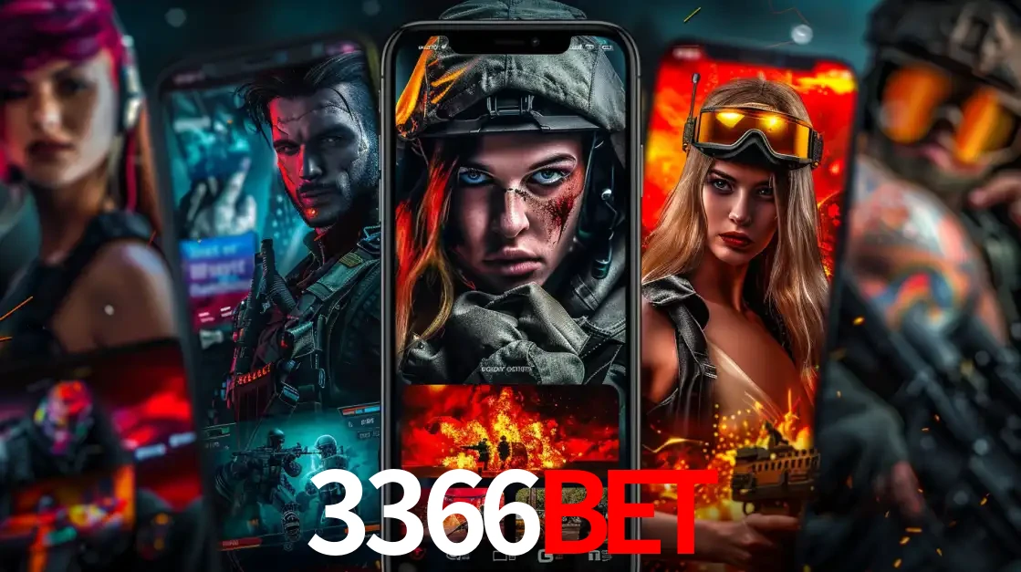 Montagem de telas de celular mostrando diversos personagens, masculinos e femininos, de um jogo de tiro, ilustrando a diversidade de equipes de e-sports para apostar no 3366bet.